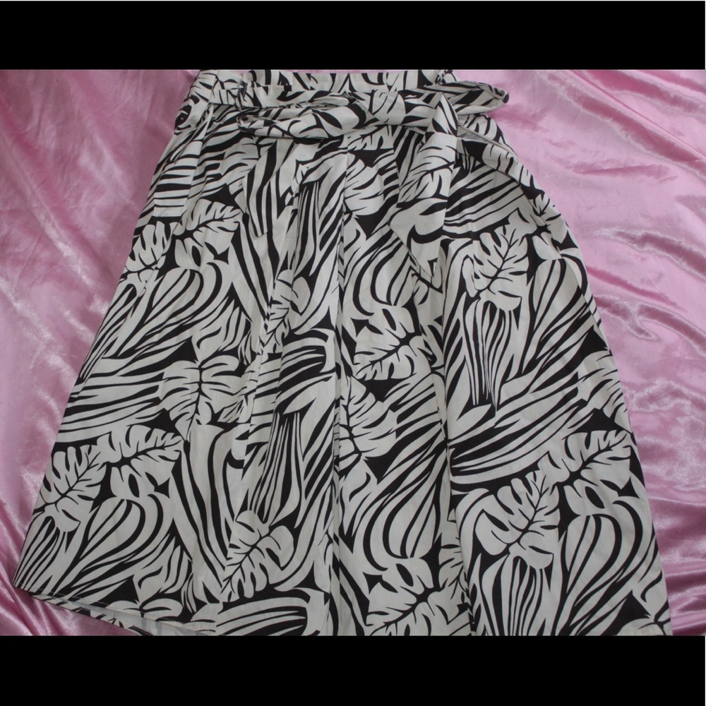 Cream & Brown Ashley Stewart Belted Midi Skirt